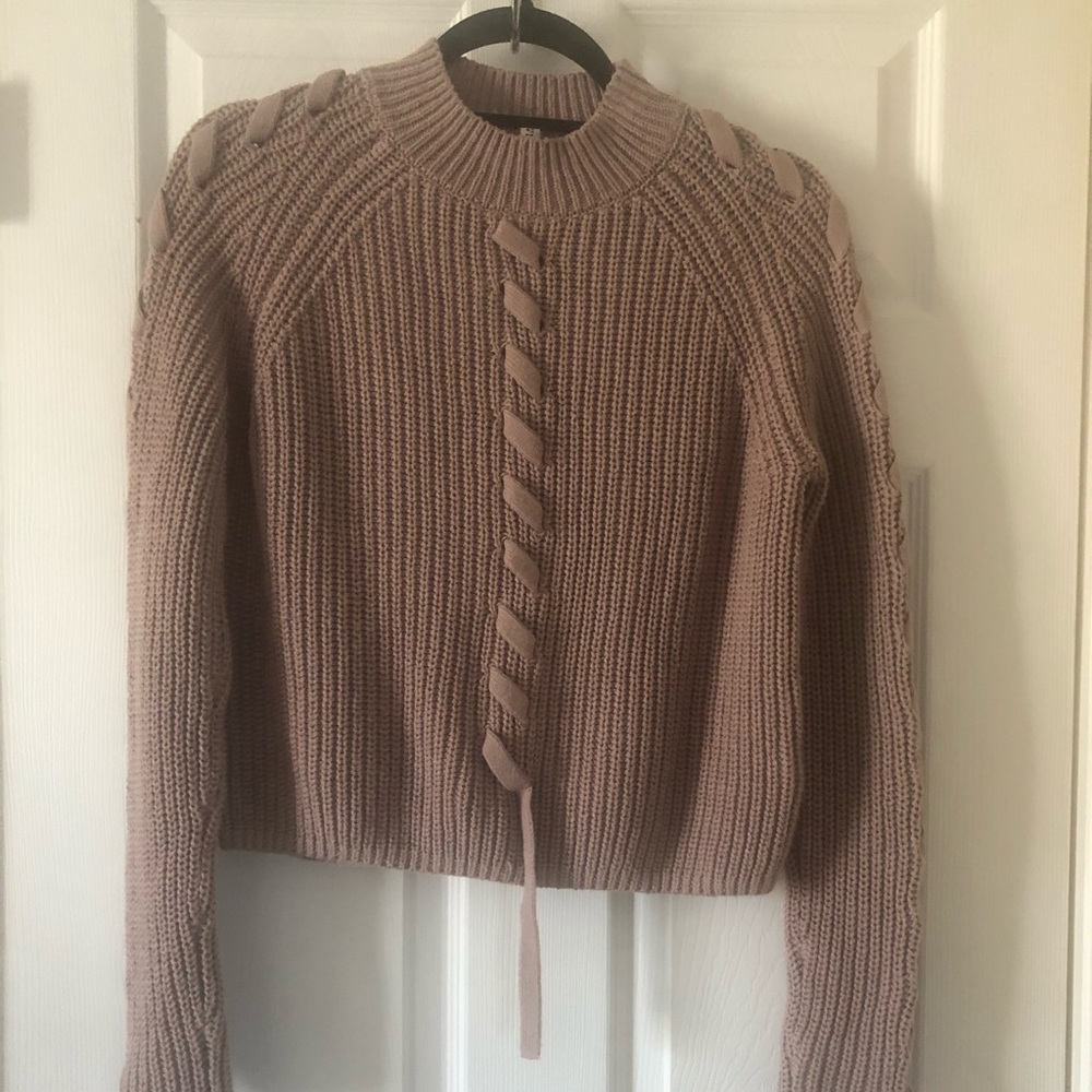 H&M Ribbon Front Mock Neck Sweater